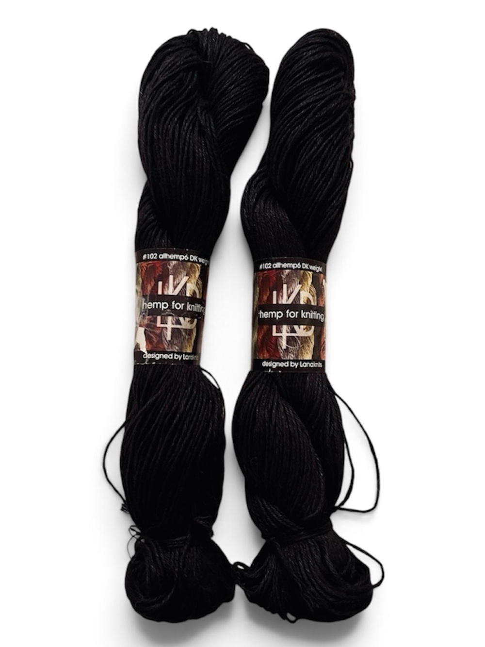 NWT Lanaknits 100% Long Fiber Hemp DK Weight Yarn in Black Licorice - 2 Skeins